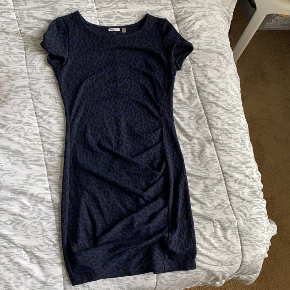 Black and navy leopard print dress